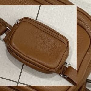 Isadora Italian Leather Brown Crossbody Belt Bag Zip Pockets Boho Travel